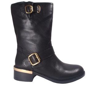 New Vince Camuto Wendeema Womens Leather MotoBoot Harness Detailed Mid-Calf 6.5W